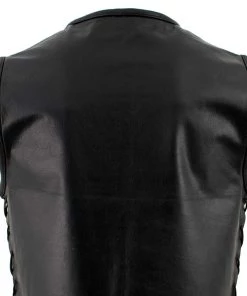 Motorcycle Vests Xelement B95140 Men's'Drifter' Black Advanced Collarless Leather Motorcycle Vest