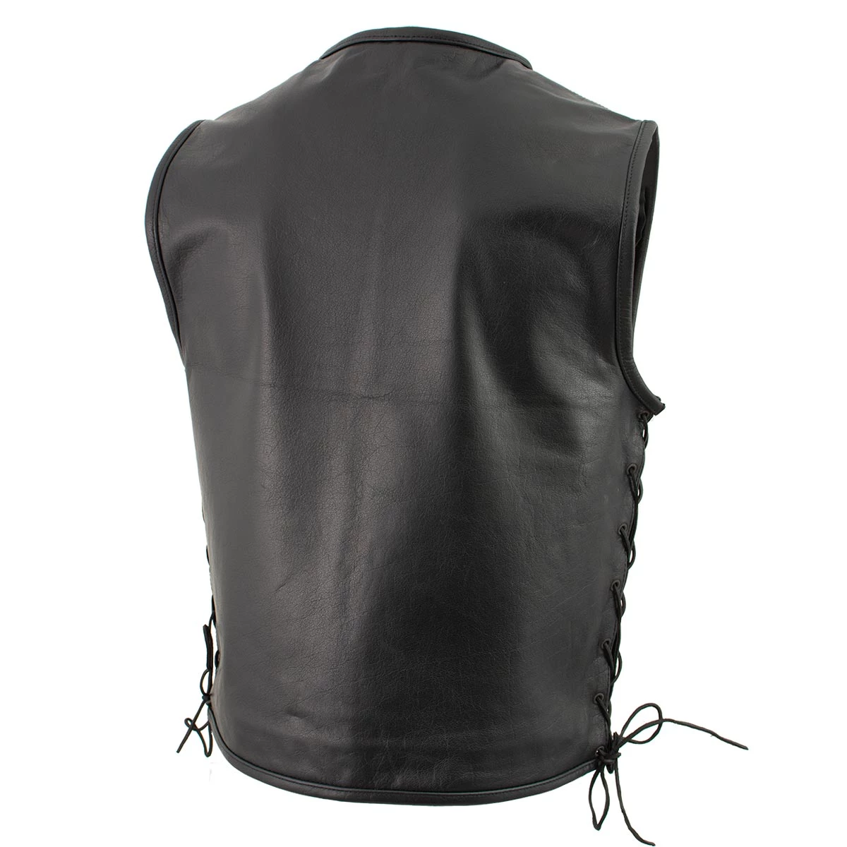 Motorcycle Vests Xelement B95140 Men's 'Drifter' Black Advanced Collarless Leather Motorcycle Vest