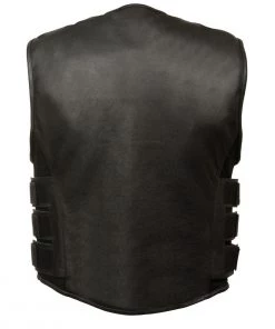 Motorcycle Vests Biker Hill BAM3500 Men's'Swat' Style Motorcycle Leather Vest