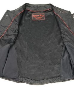 Motorcycle Vests Biker Hill BAM3500 Men's'Swat' Style Motorcycle Leather Vest