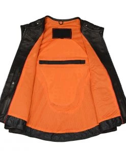 Biker Access BAM3530 Men's Black Leather ‘Swat Style’ Triple Strap Leather Vest Motorcycle Vests