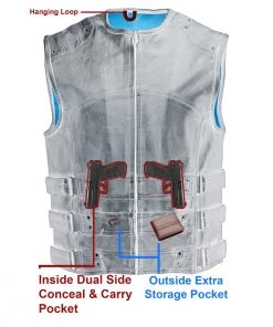 Biker Access BAM3530 Men's Black Leather ‘Swat Style’ Triple Strap Leather Vest Motorcycle Vests