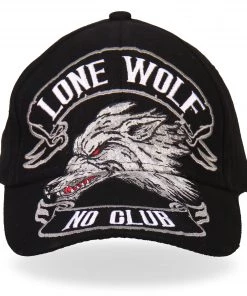 Hot Leathers BCA1030 Lone Wolf No Club Ball Cap Riding Gear