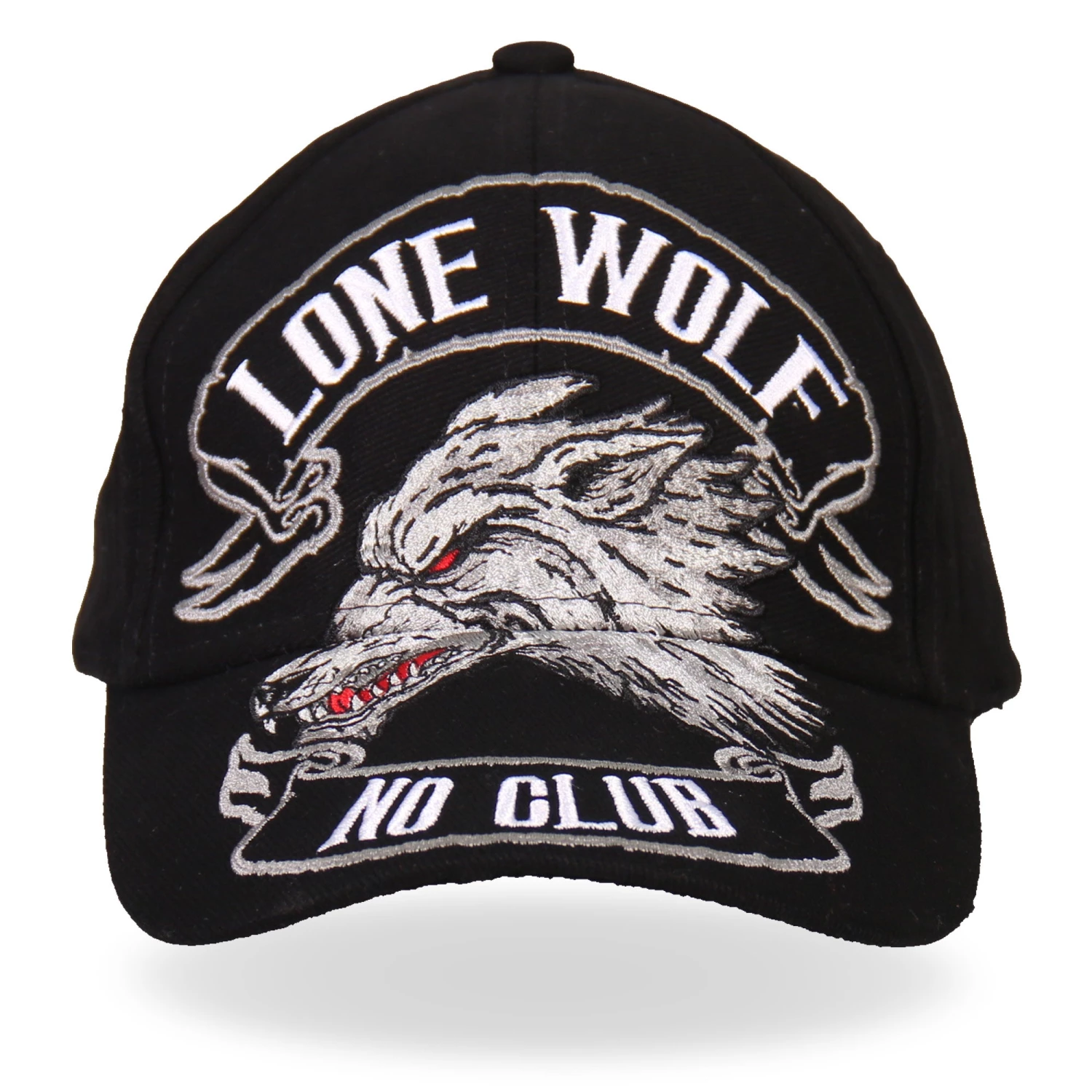Hot Leathers BCA1030 Lone Wolf No Club Ball Cap Riding Gear