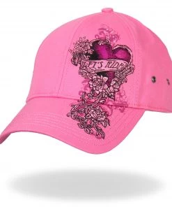 Hot Leathers BCA1043 Ladies Let's Ride Heart Pink Ball Cap Riding Gear