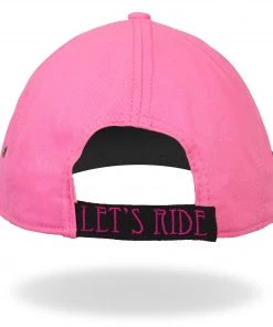 Hot Leathers BCA1043 Ladies Let's Ride Heart Pink Ball Cap Riding Gear