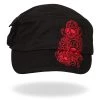 Riding Gear Hot Leathers BCB1005 Doll Skulls Ladies Black Cadet Cap