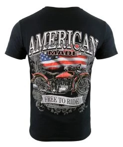 Biker Clothing Co. BCC116001 'American Made-Free To Ride' Motorcycle Cotton T-Shirt Riding Gear