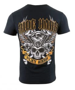 Biker Clothing Co. BCC116003 'Ride Hard, Play Hard' Motorcycle Cotton Skull T-Shirt Riding Gear