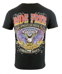 Biker Clothing Co. BCC116005 'Ride Free, Respect Our Vets' Motorcycle Cotton T-Shirt Riding Gear