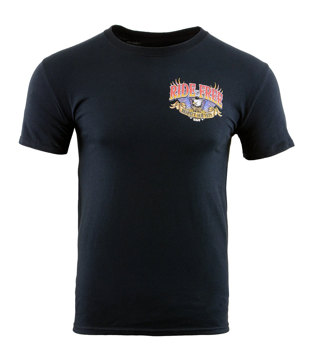 Biker Clothing Co. BCC116005 'Ride Free, Respect Our Vets' Motorcycle Cotton T-Shirt Riding Gear