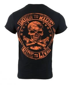 Biker Clothing Co. BCC116006 'Born To Ride, Ride To Live' Motorcycle Cotton Skull T-Shirt Riding Gear