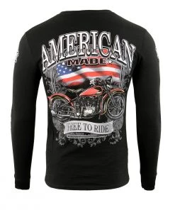 Riding Gear Biker Clothing Co. BCC117001 'American Made Free, Free To Ride' Long Sleeve T-Shirt