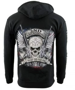 Motorcycle Jackets Biker Clothing Co. BCC118000 '2nd Amendment Fought And Paid For' Motorcycle Skull Hoodie
