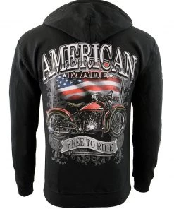 Biker Clothing Co. BCC118001 'American Made-Free To Ride' Motorcycle Hoodie