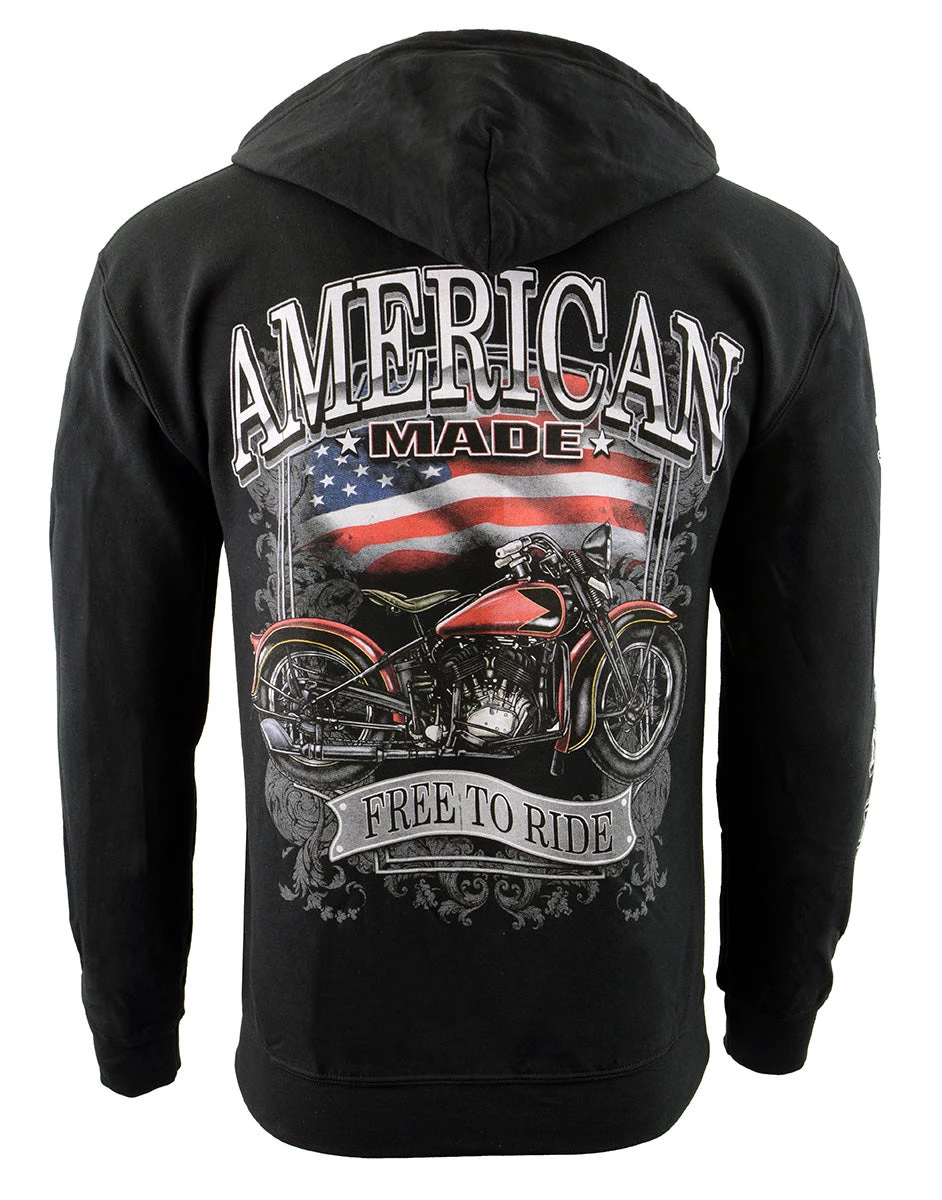 Biker Clothing Co. BCC118001 'American Made-Free To Ride' Motorcycle Hoodie