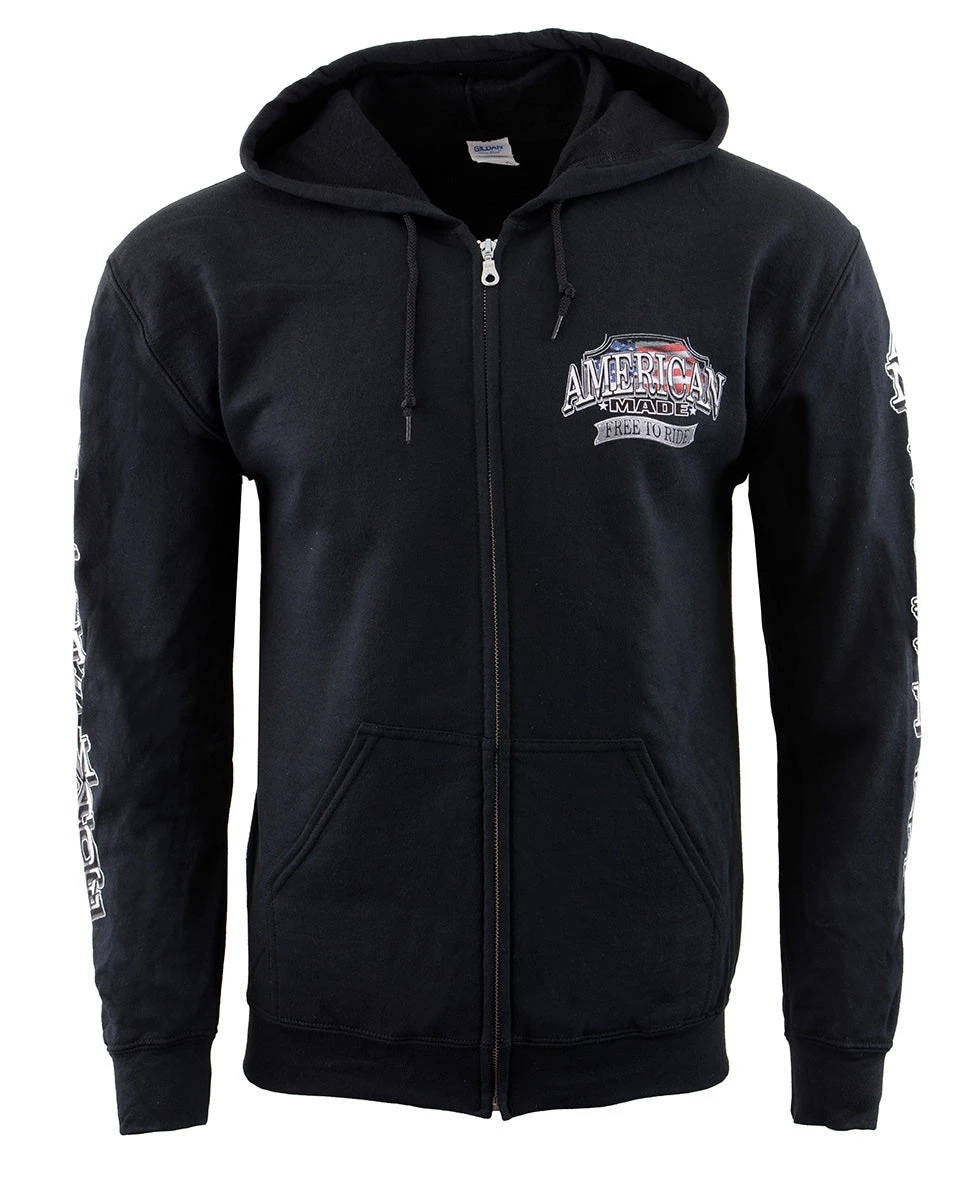 Biker Clothing Co. BCC118001 'American Made-Free To Ride' Motorcycle Hoodie