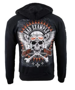 Biker Clothing Co. BCC118002 'Bad Example, You've Been Warned' Motorcycle Skull Hoodie Motorcycle Jackets
