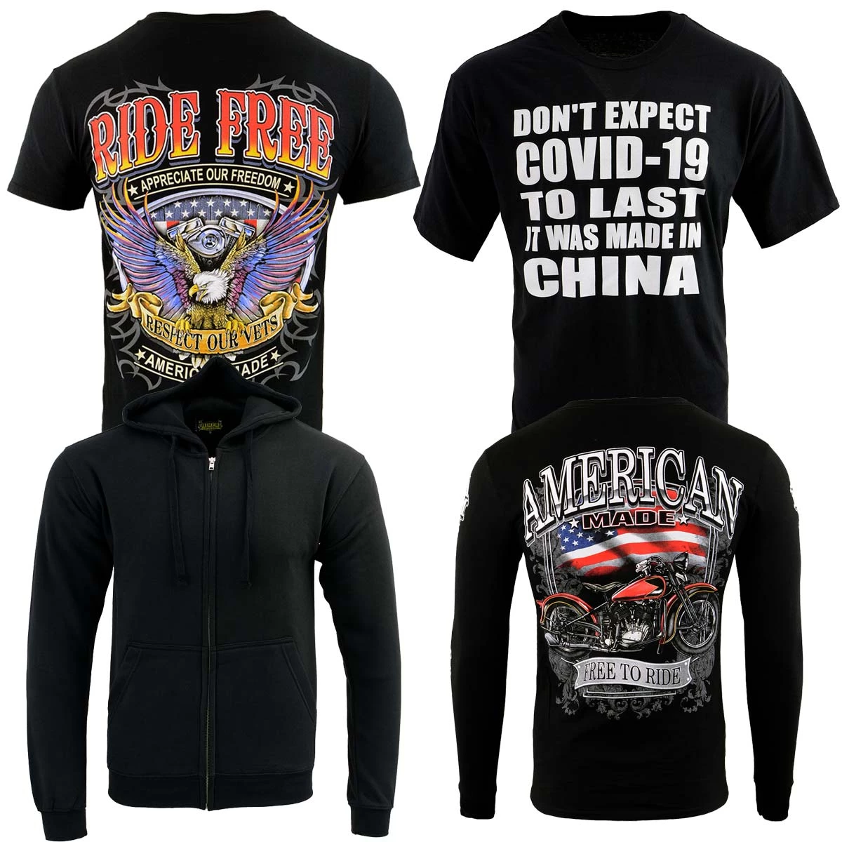 Motorcycle Hoodies Men’s Box-5 Biker Clothing Co. Short Sleeve, Long Sleeve And Hoodie Bundle Box