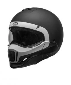 Bell Helmets Riding Gear Bell Broozer ‘Full Face. Open Face. In Your Face’ 2 In 1 Motorcycle Cranium Matte Black And White Helmet