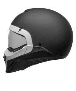 Bell Helmets Riding Gear Bell Broozer ‘Full Face. Open Face. In Your Face’ 2 In 1 Motorcycle Cranium Matte Black And White Helmet