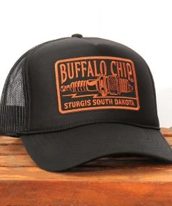 Hot Leathers Official Sturgis BFA2021 Buffalo Chip Spark Plug Black Trucker Hat
