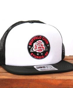 Hot Leathers Riding Gear Official Sturgis BFA2029 Buffalo Chip Rose Snapback White And Black Hat