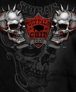 Hot Leathers Official Sturgis BFM1362 Men’s 2020 Sturgis Buffalo Chip Spike Skull Black T-Shirt