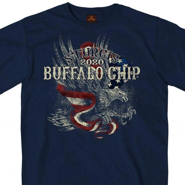 Hot Leathers Official 2020 Sturgis BFM1363 Men’s Buffalo Chip Lightning Eagle Navy Blue T-Shirt Riding Gear