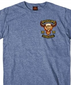 Hot Leathers Riding Gear Official 2020 Sturgis BFM1366 Men’s Buffalo Rocker Denim Heather T-Shirt