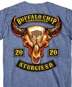 Hot Leathers Riding Gear Official 2020 Sturgis BFM1366 Men’s Buffalo Rocker Denim Heather T-Shirt
