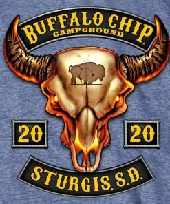 Hot Leathers Riding Gear Official 2020 Sturgis BFM1366 Men’s Buffalo Rocker Denim Heather T-Shirt
