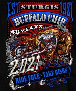 Hot Leathers Riding Gear Official 2021 Sturgis BFM1396 Men’s Buffalo Chip Web Exclusive Bike Black T-Shirt