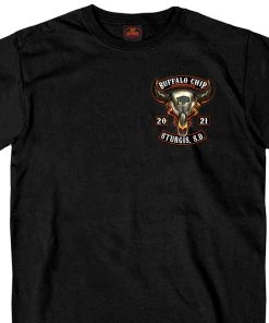 Hot Leathers Official 2021 Sturgis BFM1397 Men’s Buffalo Chip Rocker Black T-Shirt Riding Gear