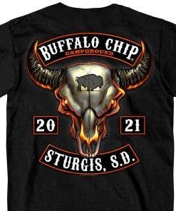 Hot Leathers Official 2021 Sturgis BFM1397 Men’s Buffalo Chip Rocker Black T-Shirt Riding Gear