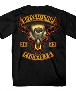 Hot Leathers Official 2022 Sturgis BFM1422 Men’s Sturgis Buffalo Chip 2022 Rocker Design Black T-Shirt