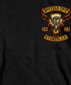 Hot Leathers Official 2022 Sturgis BFM1422 Men’s Sturgis Buffalo Chip 2022 Rocker Design Black T-Shirt