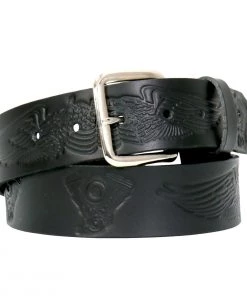 Hot Leathers BLA1126 Wings And Motors Embossed Leather Belt