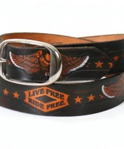 Hot Leathers BLE1002 Live Free, Ride Free Embossed Leather Belt Riding Gear