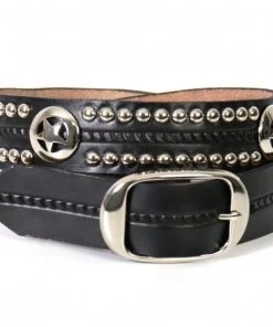 Hot Leathers BLE1010 Western Star And Studs Black Leather Belt