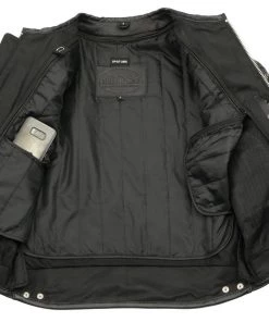 M-BOSS Motorcycle Apparel M Boss Motorcycle Apparel BOS11500 Men's Black Leather Armored Racing Jacket With Reflective Skull Design Leather Motorcycle Jackets