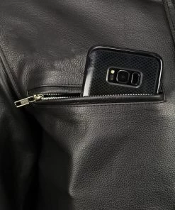 M-BOSS Motorcycle Apparel M Boss Motorcycle Apparel BOS11502 Men's Black Armored Leather Scooter Jacket With Removable Hood Leather Motorcycle Jackets