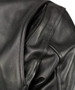 M-BOSS Motorcycle Apparel M Boss Motorcycle Apparel BOS11502 Men's Black Armored Leather Scooter Jacket With Removable Hood Leather Motorcycle Jackets