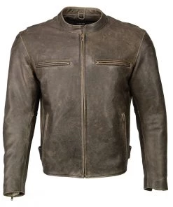 M-BOSS Motorcycle Apparel M Boss Motorcycle Apparel BOS11503 Men’s Distress Brown Armored Leather Scooter Jacket With Armor Leather Motorcycle Jackets