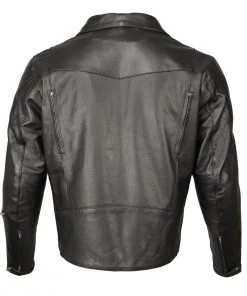 M-BOSS Motorcycle Apparel Leather Motorcycle Jackets M Boss Motorcycle Apparel BOS11505 Men's Black Armored Vented Leather Jacket With Side Set Belt