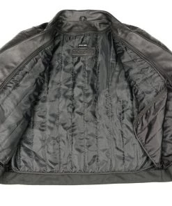 M-BOSS Motorcycle Apparel Leather Motorcycle Jackets M Boss Motorcycle Apparel BOS11505 Men's Black Armored Vented Leather Jacket With Side Set Belt