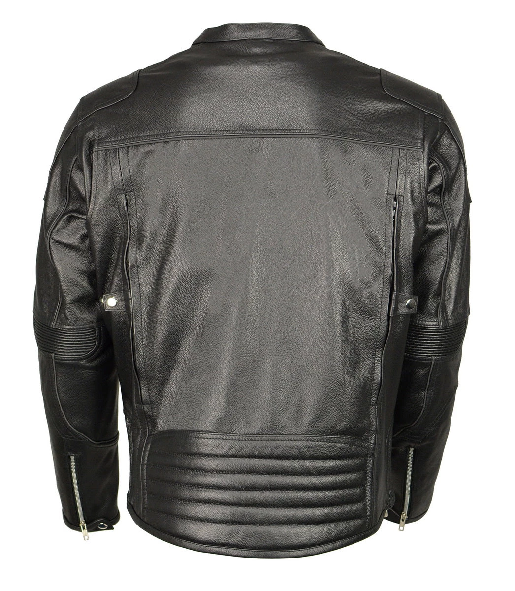 M-BOSS Motorcycle Apparel M Boss Apparel BOS11506 Men's Triple Vent Leather Jacket With Stretch Sides And Armor