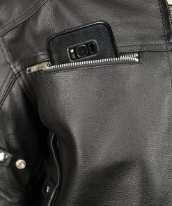 M-BOSS Motorcycle Apparel M Boss Apparel BOS11506 Men's Triple Vent Leather Jacket With Stretch Sides And Armor