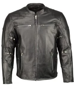M-BOSS Motorcycle Apparel M Boss Apparel BOS11506 Men's Triple Vent Leather Jacket With Stretch Sides And Armor