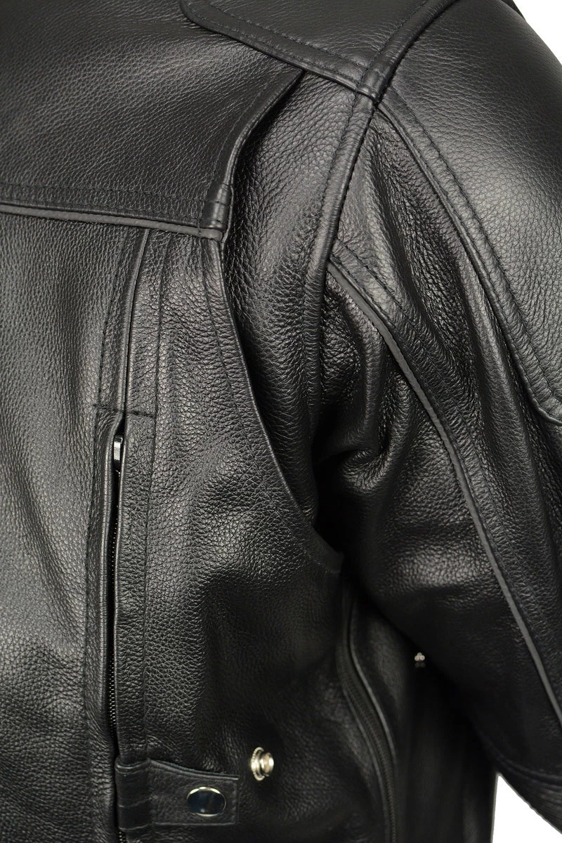 M-BOSS Motorcycle Apparel M Boss Apparel BOS11506 Men's Triple Vent Leather Jacket With Stretch Sides And Armor